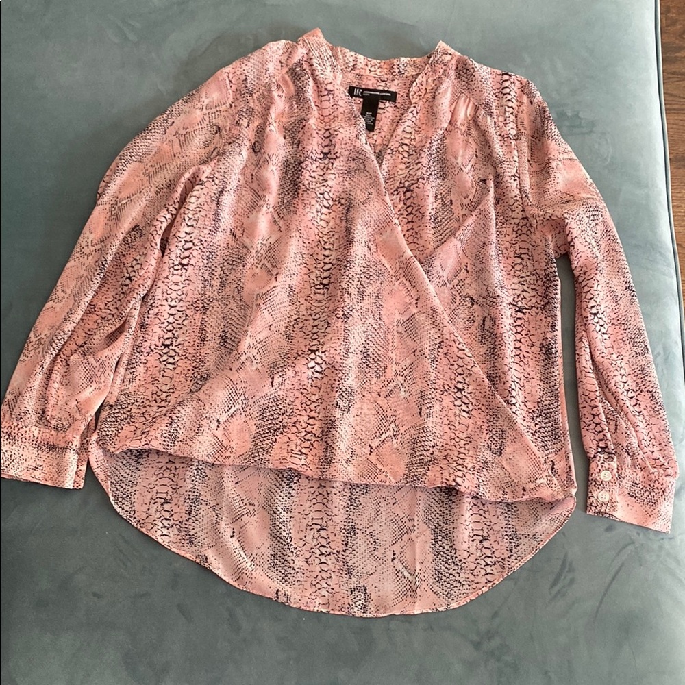 INC International Concepts Pink/Black Snake Pattern Blouse